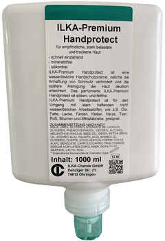 ILKA-Premium Handprotect Hautschutzcreme ILKA-Premium Handprotect Hautschutzcreme wasserfeste, parfümfreie Creme vom Emulsionstyp Wasser-in-Öl