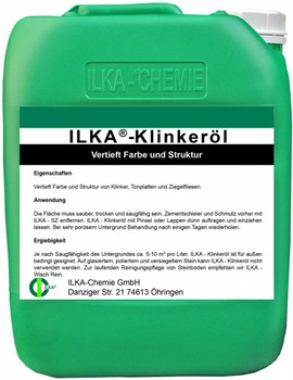 ILKA-Klinkeröl Vertieft Farbe und Struktur von Klinker, Tonplatten und Ziegelfliesen. ILKA-Klinkeröl Vertieft Farbe und Struktur von Klinker, Tonplatten und Ziegelfliesen